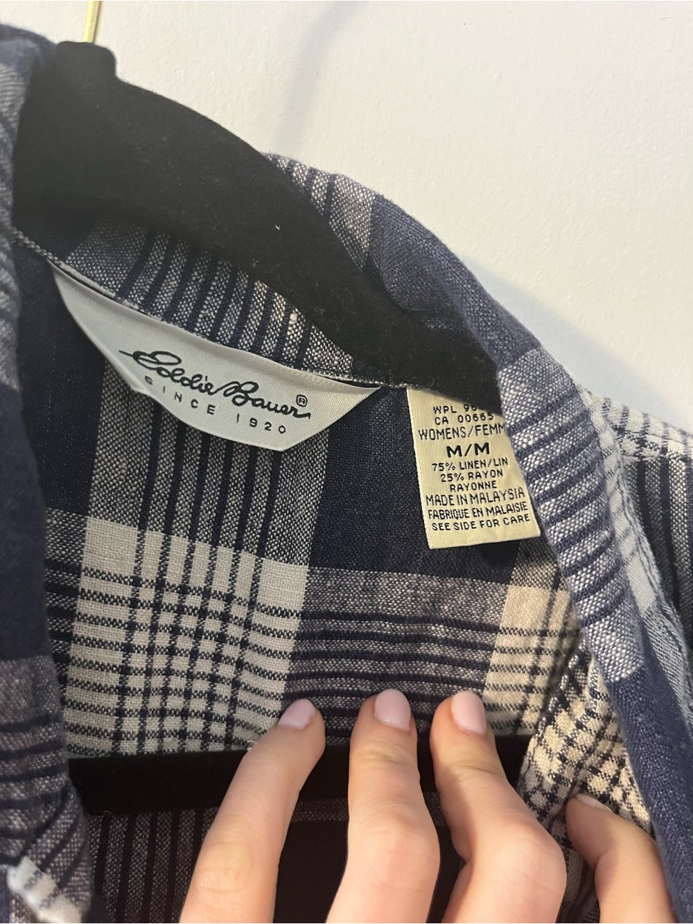 Eddie Bauer Navy and White Plaid Button-Front Midi Dress - Picture 3 of 4